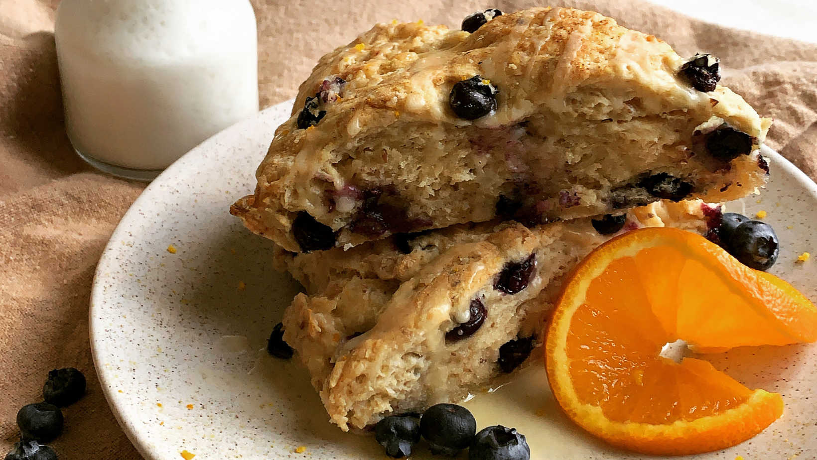 You are currently viewing Vegan Blueberry Scones with Orange Glaze